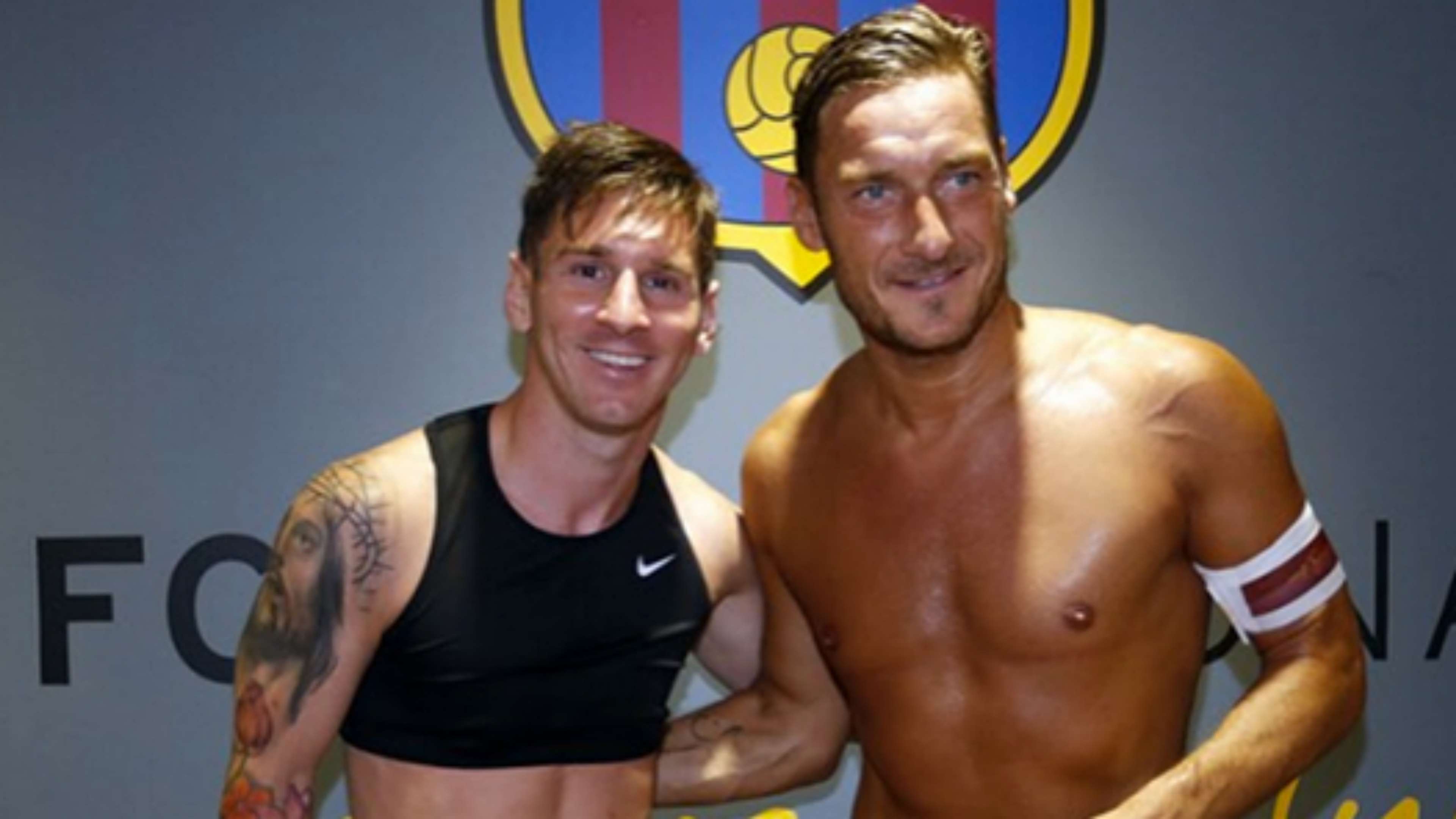 Messi y Totti, tras Barcelona-Roma, por el trofeo Joan Gamper