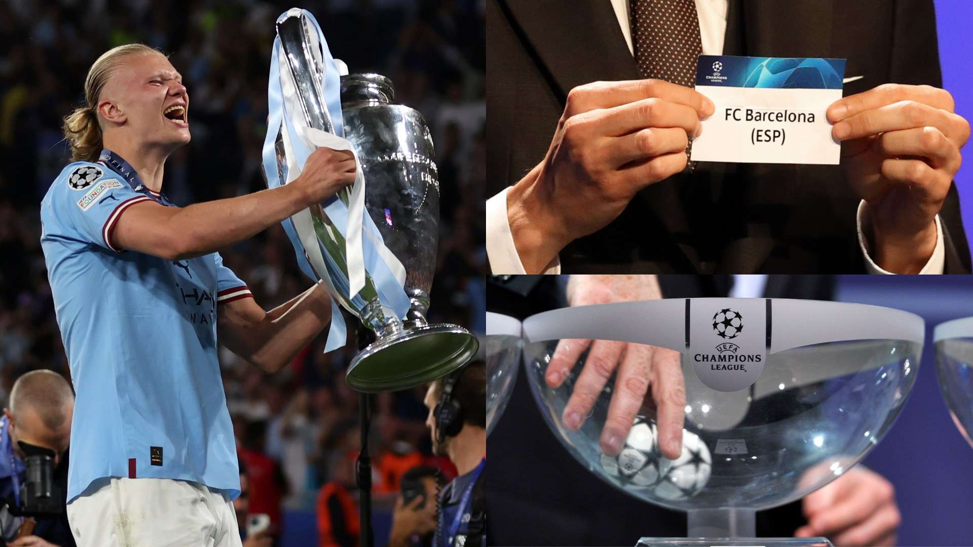 Erling Haaland Manchester City Champions League trophy Champions League draw