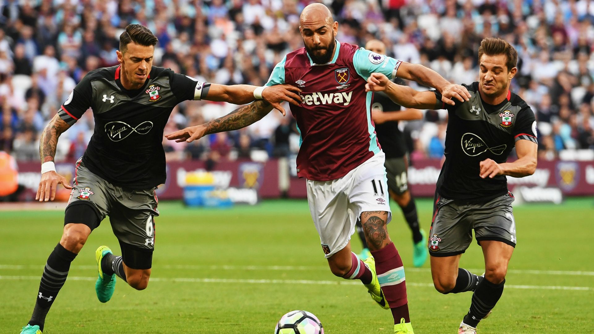 Simone Zaza Jose Fonte Cedric Soares West Ham Southampton Premier League 25092016
