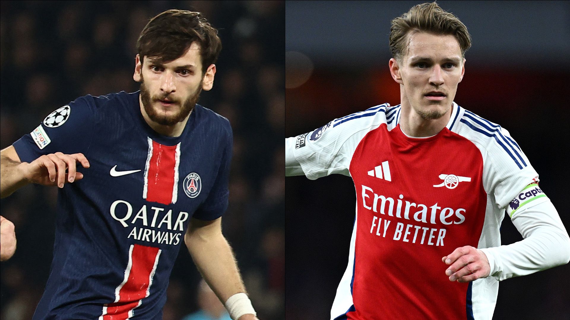 Khvicha Kvaratskhelia PSG Martin Odegaard Arsenal