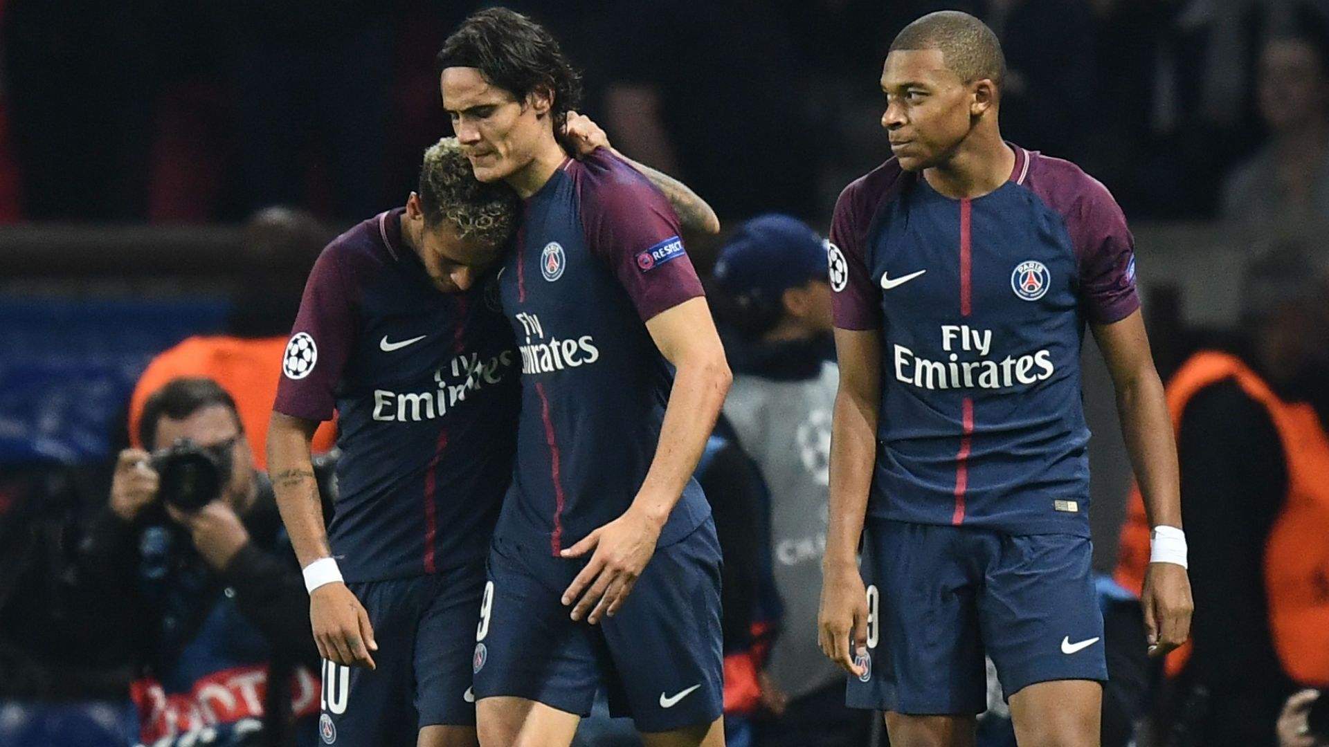 Neymar Kylian Mbappe Edinson Cavani PSG Bayern UEFA Champions League 27092017