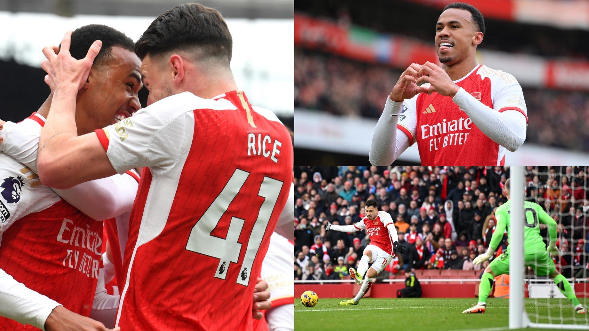 Declan Rice Gabriel Martinelli Gabriel Magalhaes Arsenal Crystal Palace 2023-24