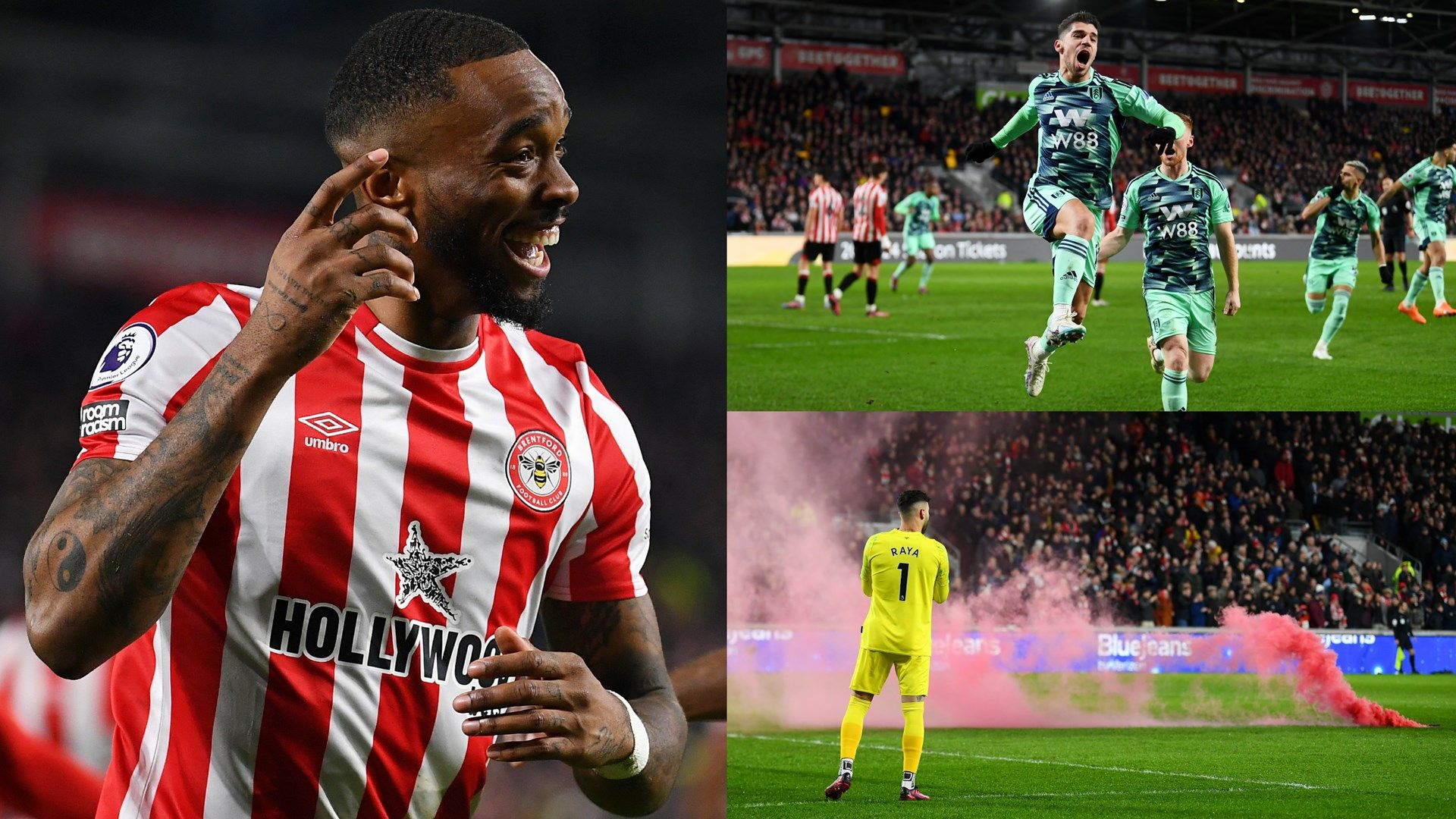 Ivan Toney Manor Solomon flare Brentford Fulham 2022-23 