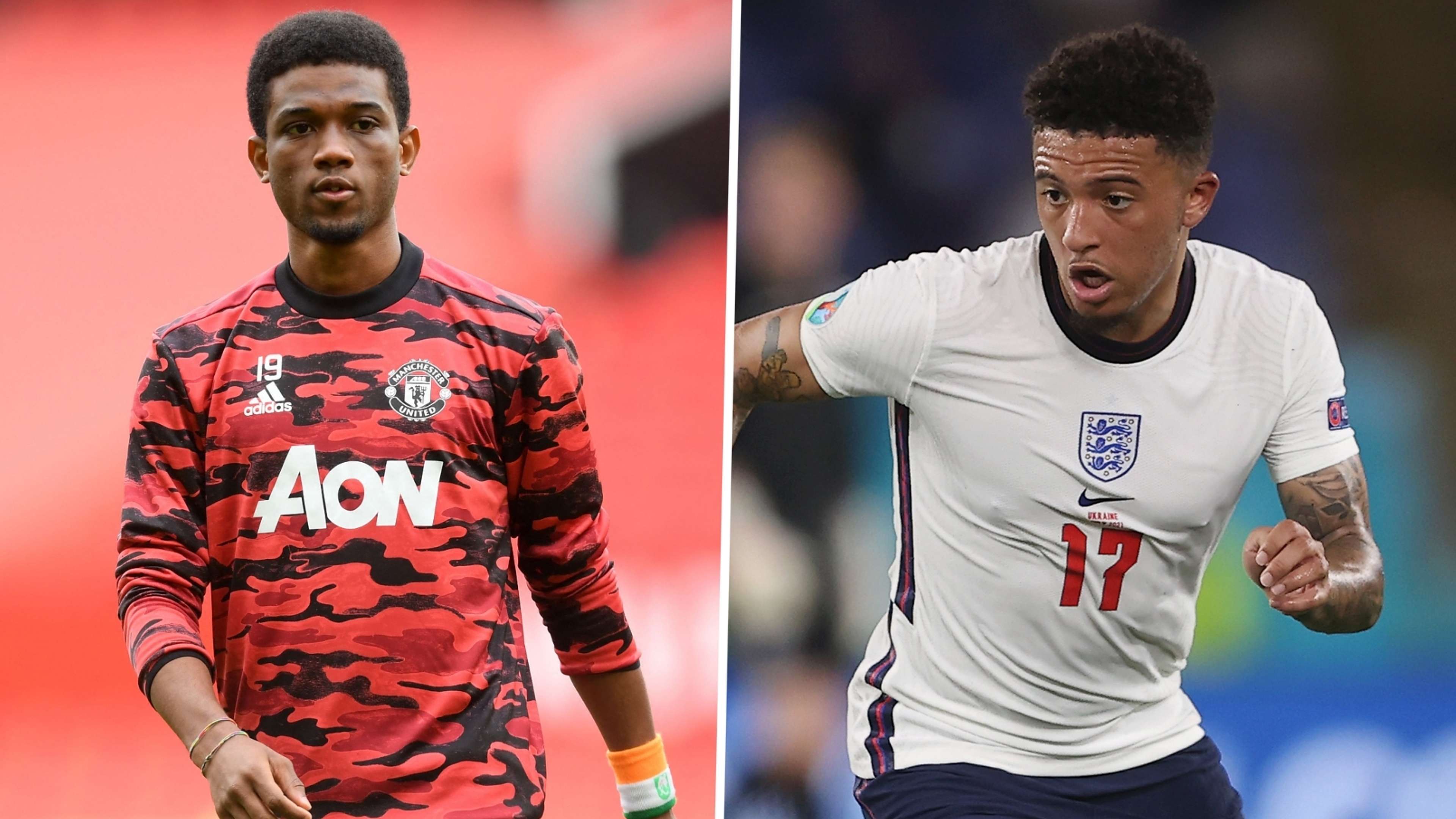 Amad Diallo of Manchester United, England's Jadon Sancho