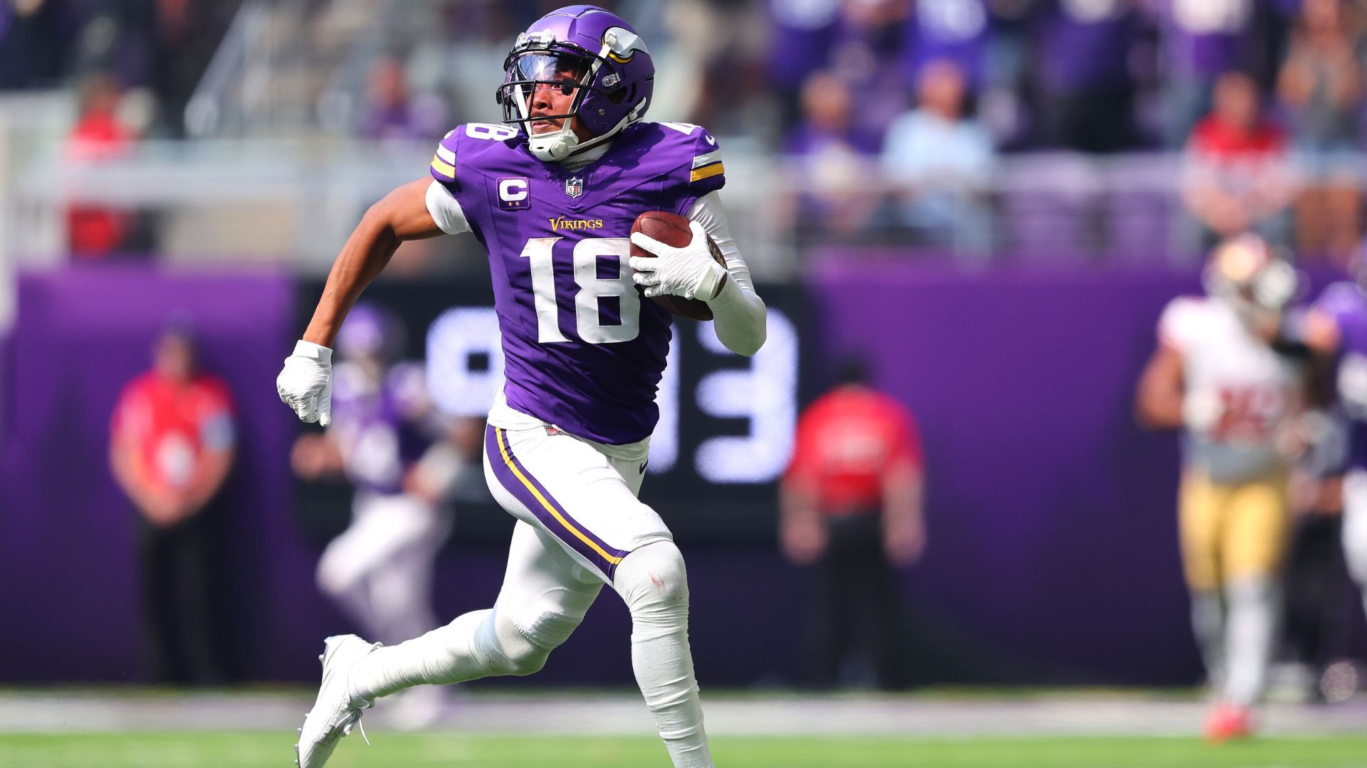 Justin Jefferson #18 of the Minnesota Vikings 