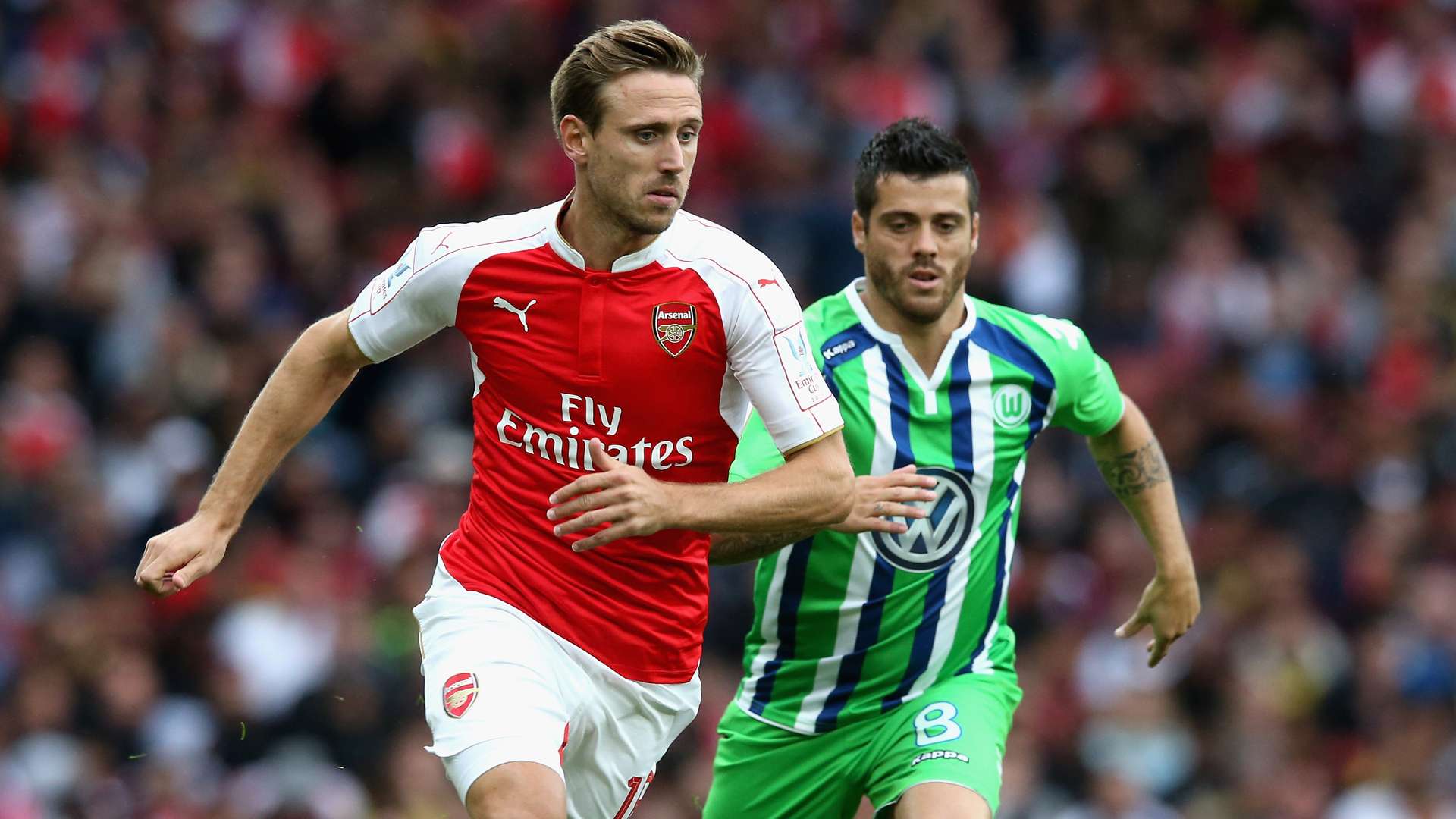 Nacho Monreal Vieirinha Arsenal Wolfsburg Friendly Emirates Cup 07262015
