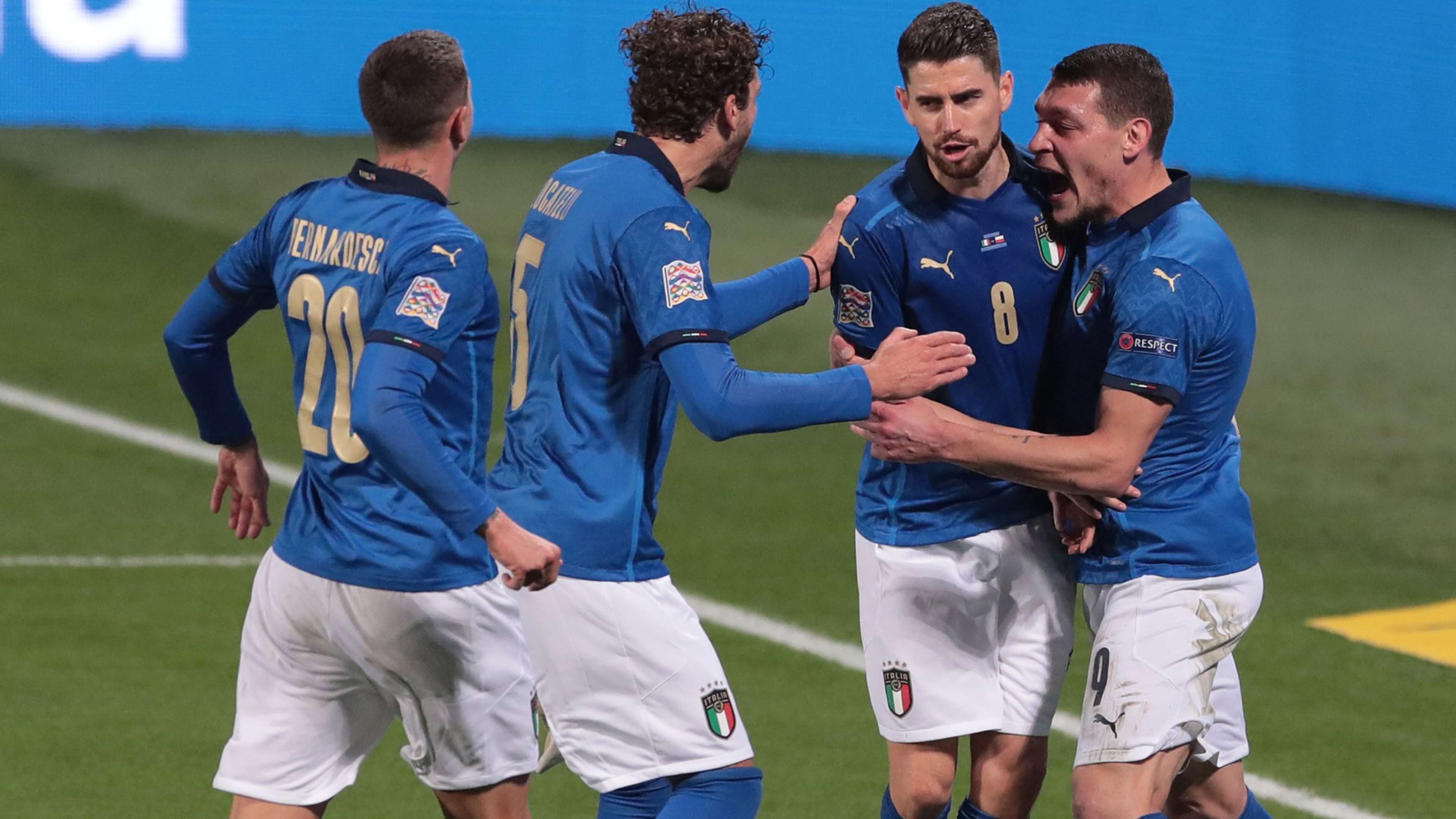 Italy celebrates goal against Poland