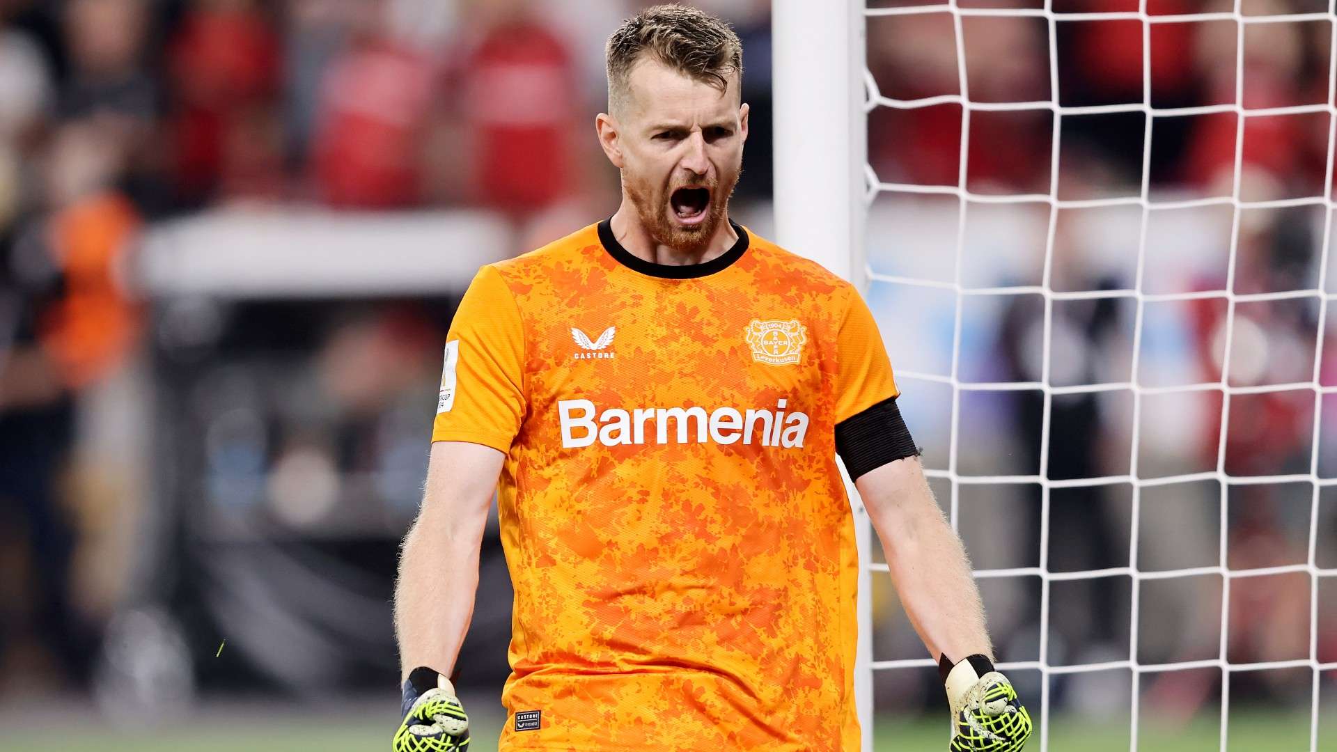 Lukas Hradecky of Bayer 04 Leverkusen celebrates