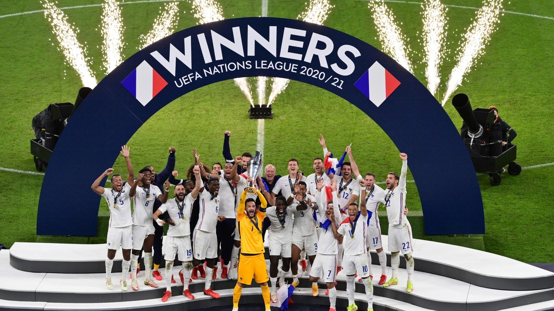 France celebrate Nations League vs Spain 2021