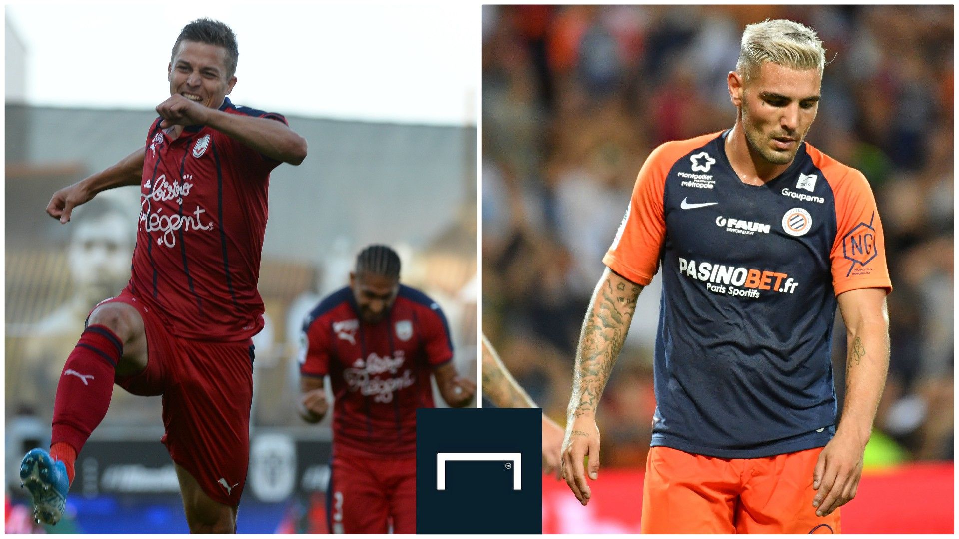 Nicolas de Préville (Girondins de Bordeaux) face à Andy Delort (MHSC), 2ème journée de Ligue 1, le 17 août 2019