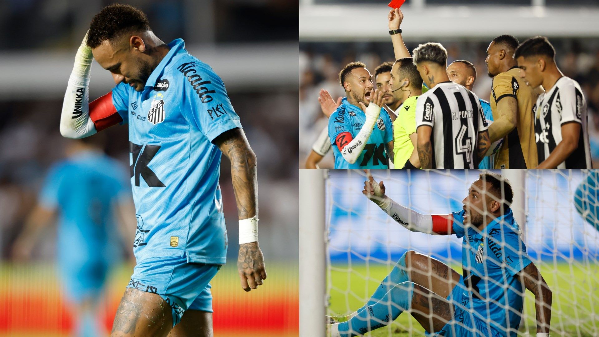 Neymar, what have you done?! Santos superstar sent off after blatantly trying to score with his HAND as Brazilian Serie A strugglers go on to lose against Botafogo with ten men | Goal.com UK