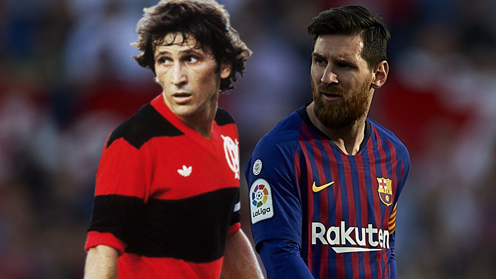 Zico Messi Flamengo Barcelona montagem 02 04 2019