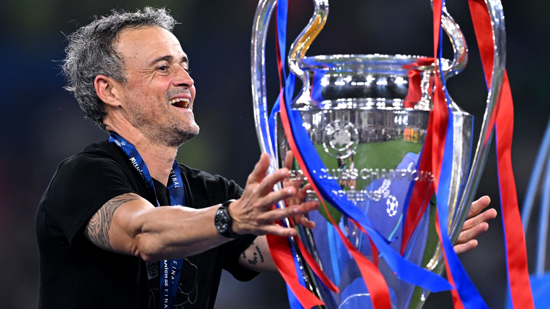 Luis Enrique Champions League trophy PSG 2025