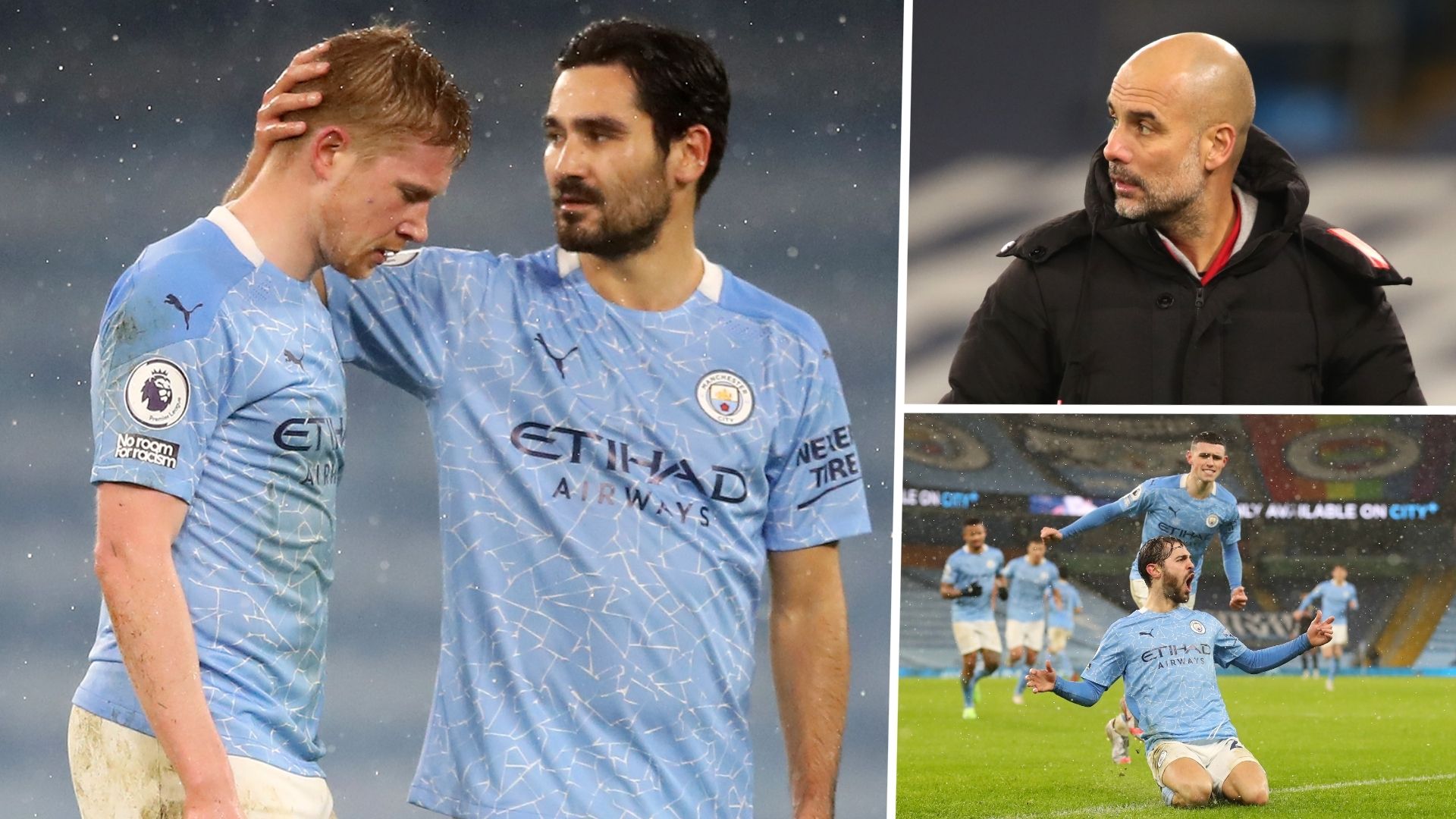 Kevin de Bruyne Ilkay Gundogan Pep Guardiola Bernardo Silva Man City GFX