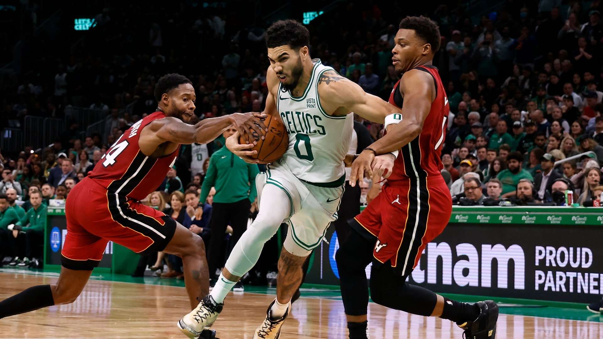 Jayson Tatum e Kyle Lowry, Boston Celtics x Miami Heat, NBA 2022/23