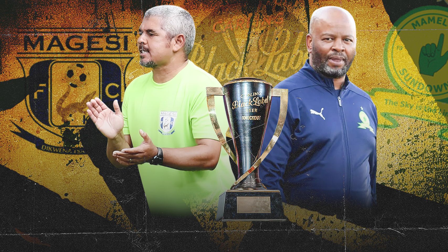 Clinton Larsen of Magesi and Manqoba Mngqithi of Mamelodi Sundowns 