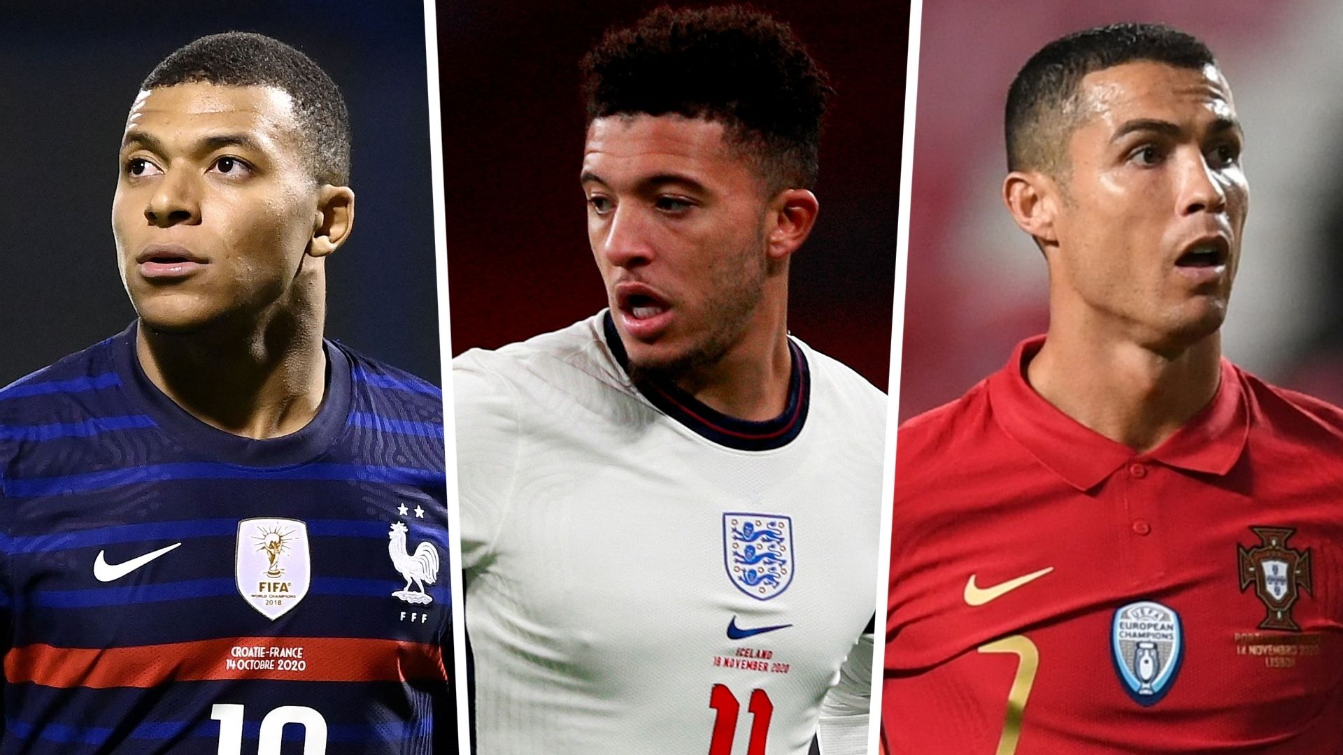 Kylian Mbappe Jadon Sancho Cristiano Ronaldo France England Portugal