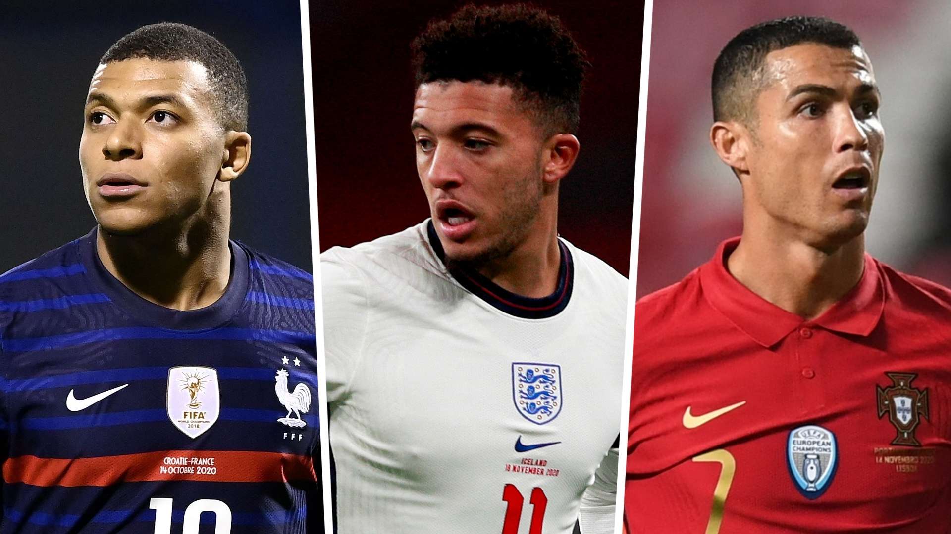 Kylian Mbappe Jadon Sancho Cristiano Ronaldo France England Portugal