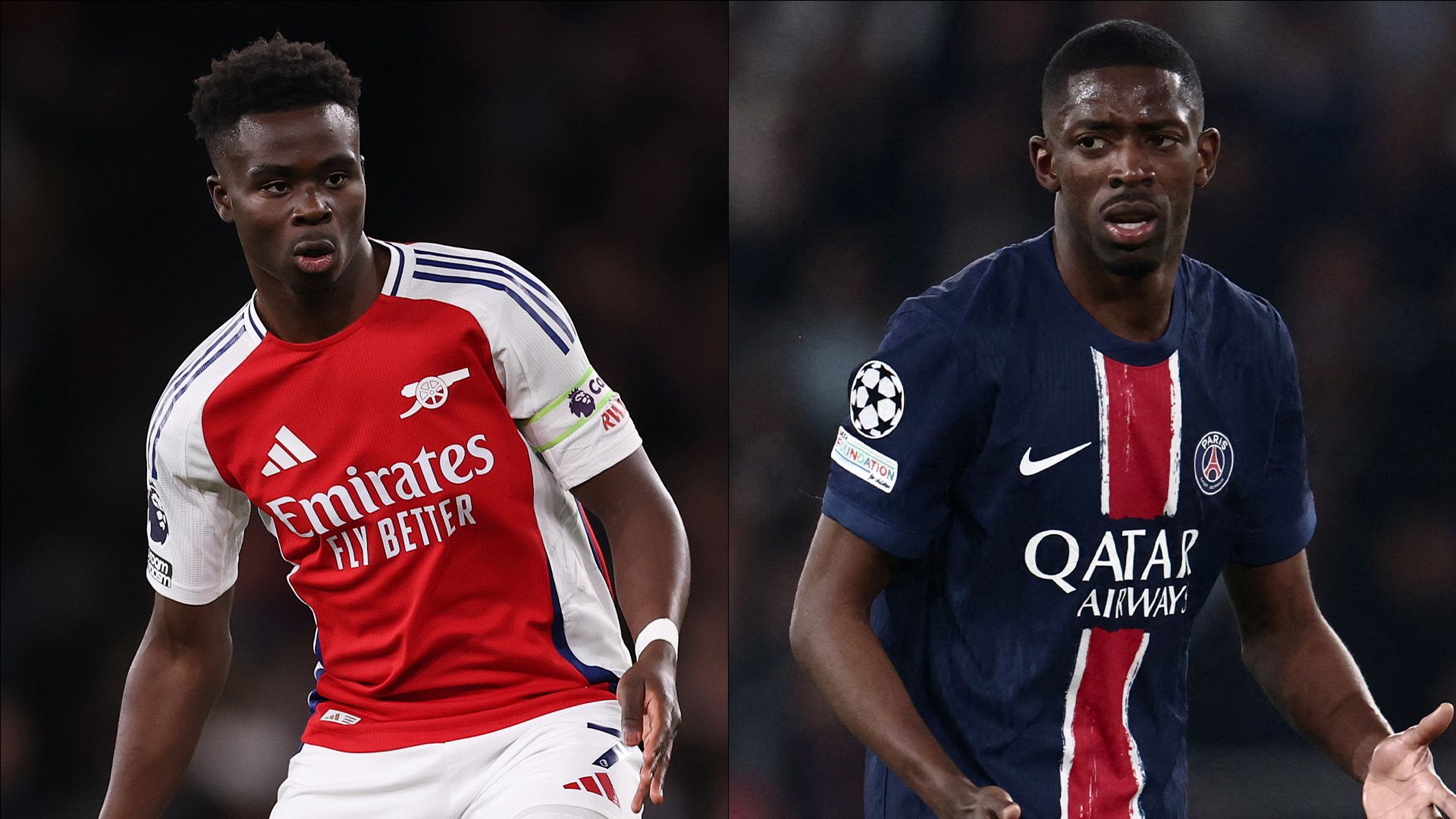 Bukayo Saka Arsenal Ousmane Dembele PSG