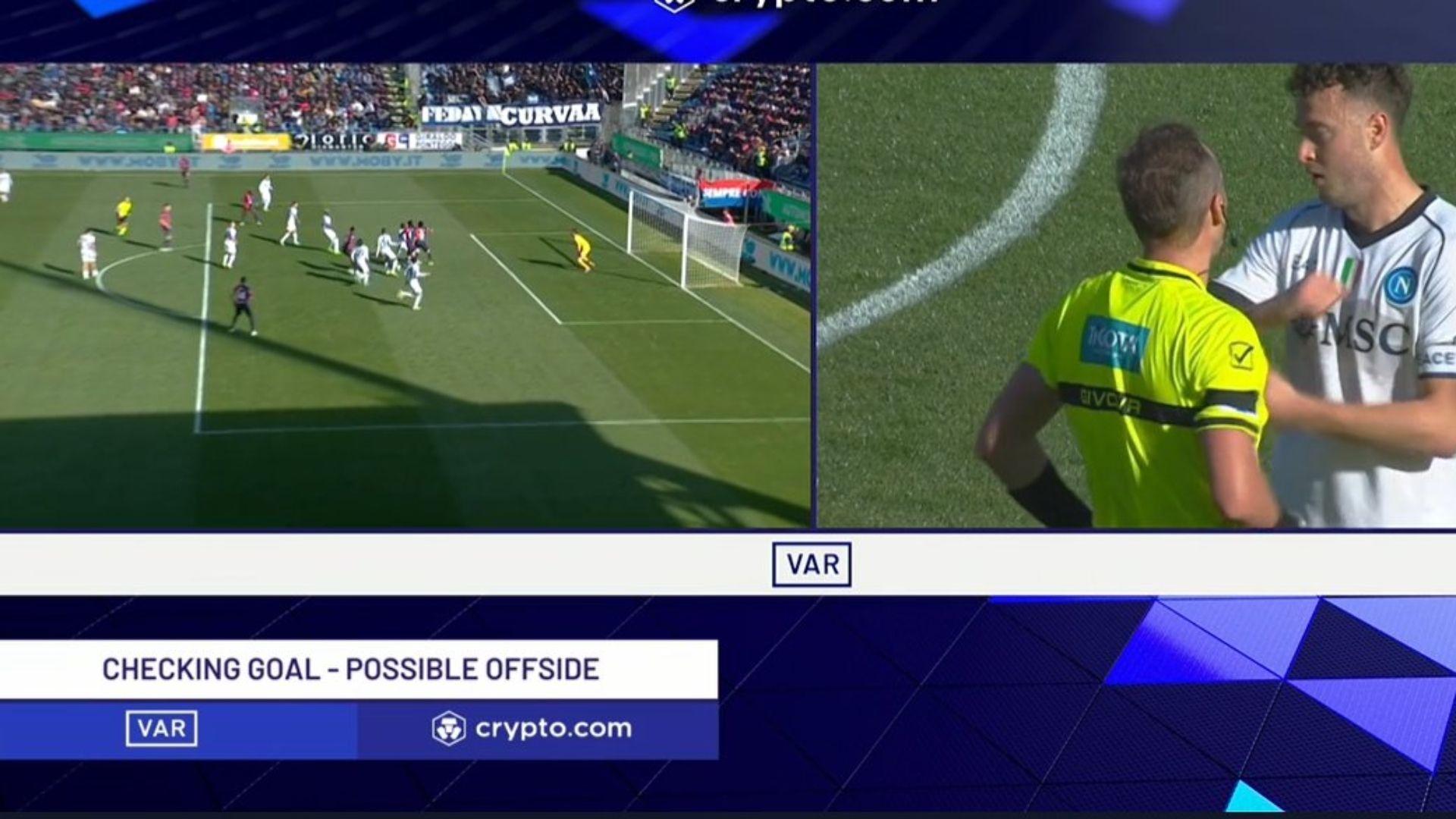 Rrahmani autogoal annullato Cagliari Napoli 25022024