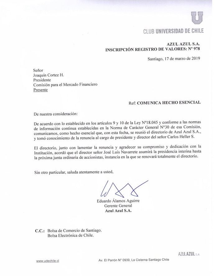 Comunicado Azul Azul 170319