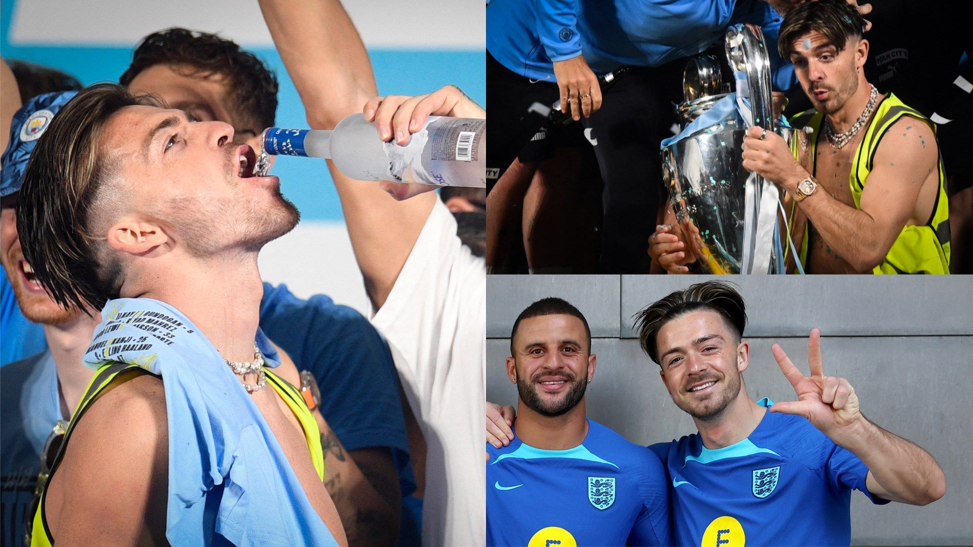 Jack Grealish Man City celebrations w/ England split