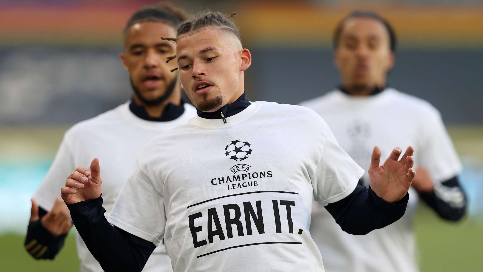 Leeds players wear T-shirts before game with Liverpool April 2021