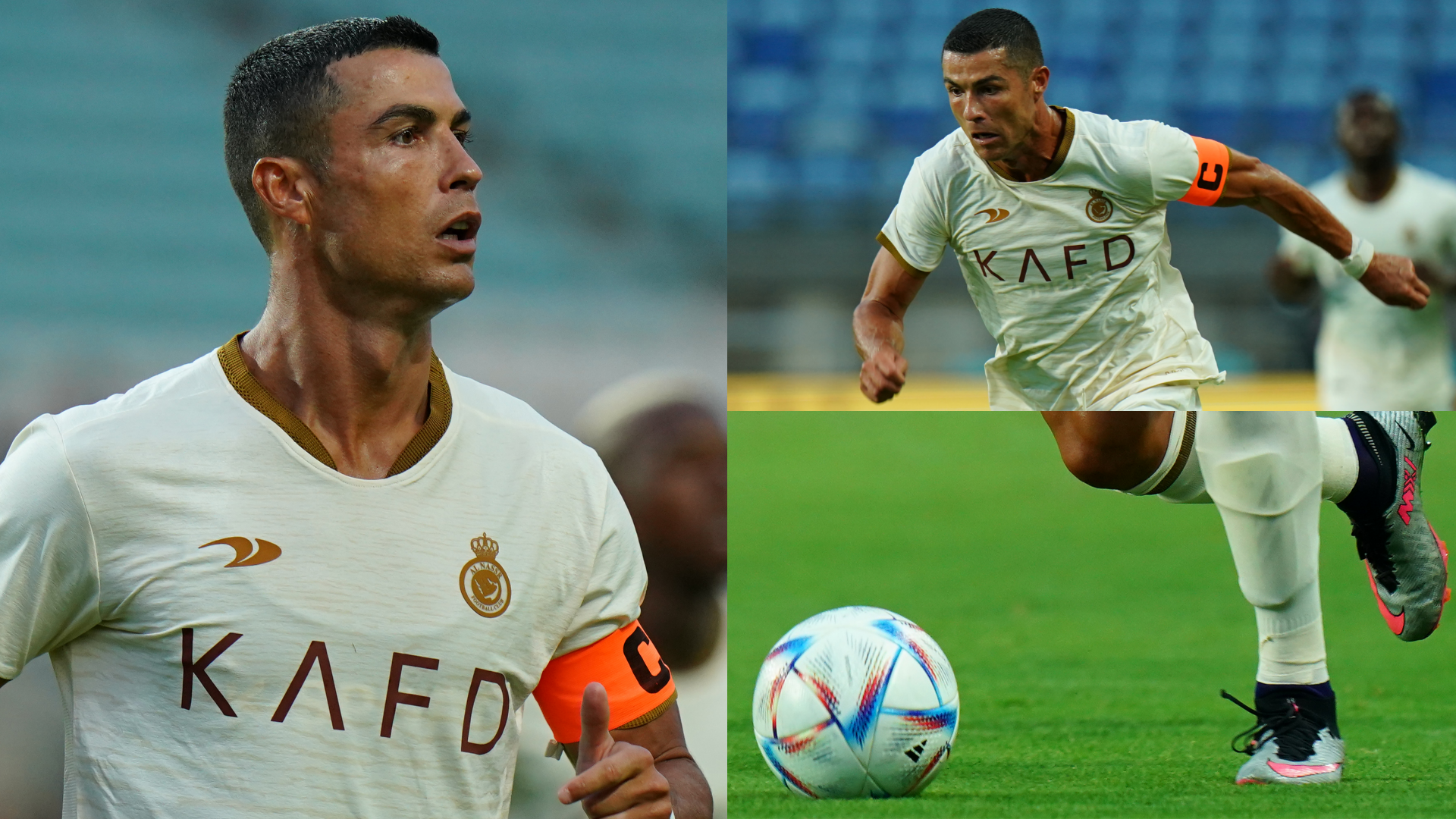 Problems for Cristiano Ronaldo Nike sponsored superstar spotted wearing adidas shin pads during Al Nassr friendly Goal