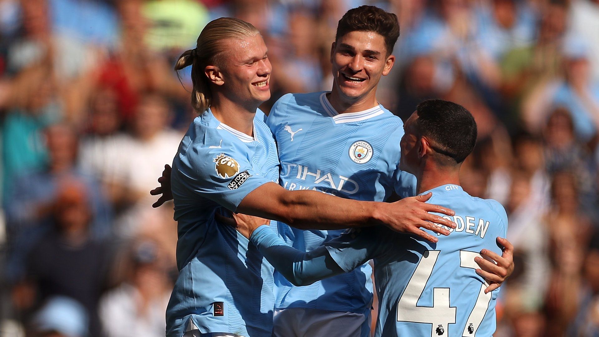 Julian Alvarez Erling Haaland Phil Foden Manchester City 2023-24