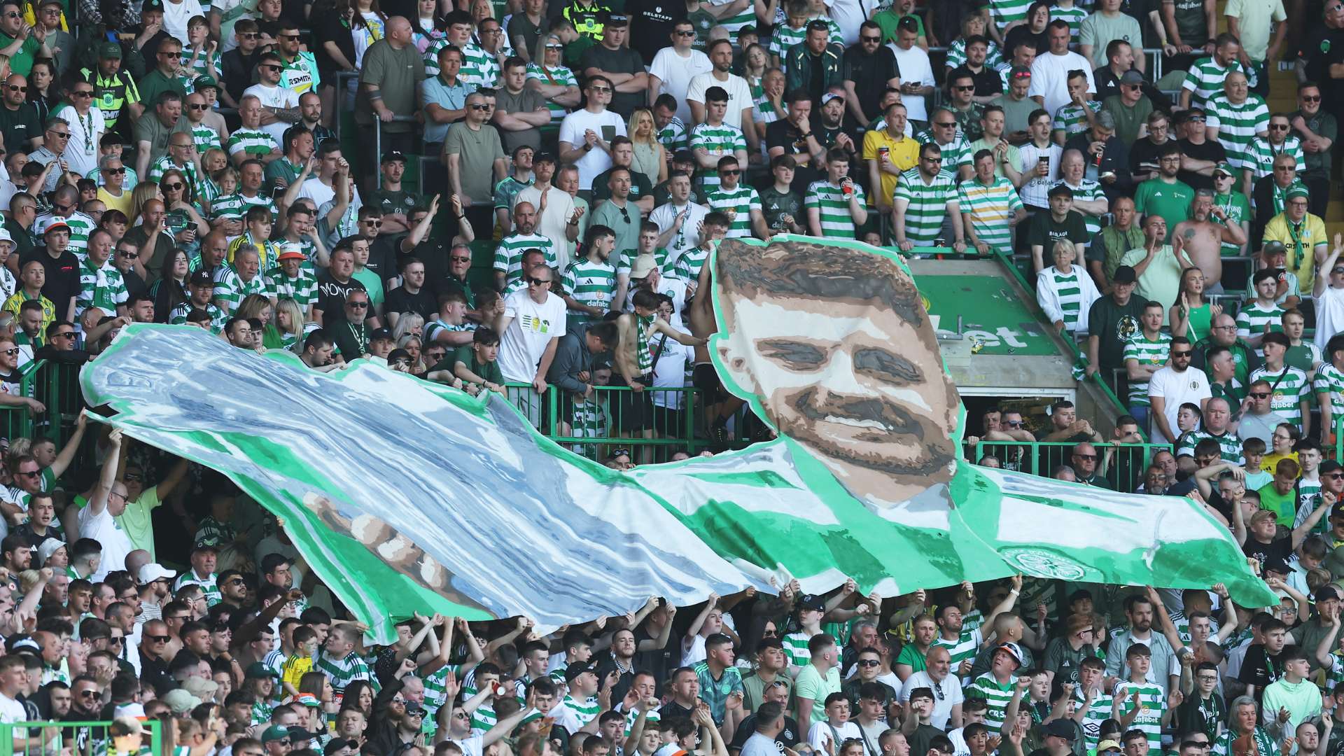 Fans of Celtic create a TIFO of player James Forrest