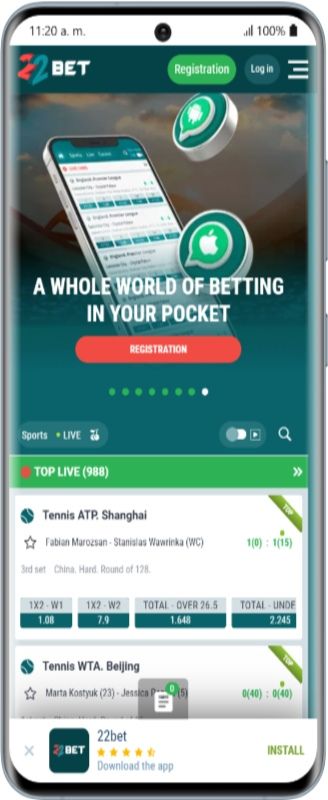 22Bet app features