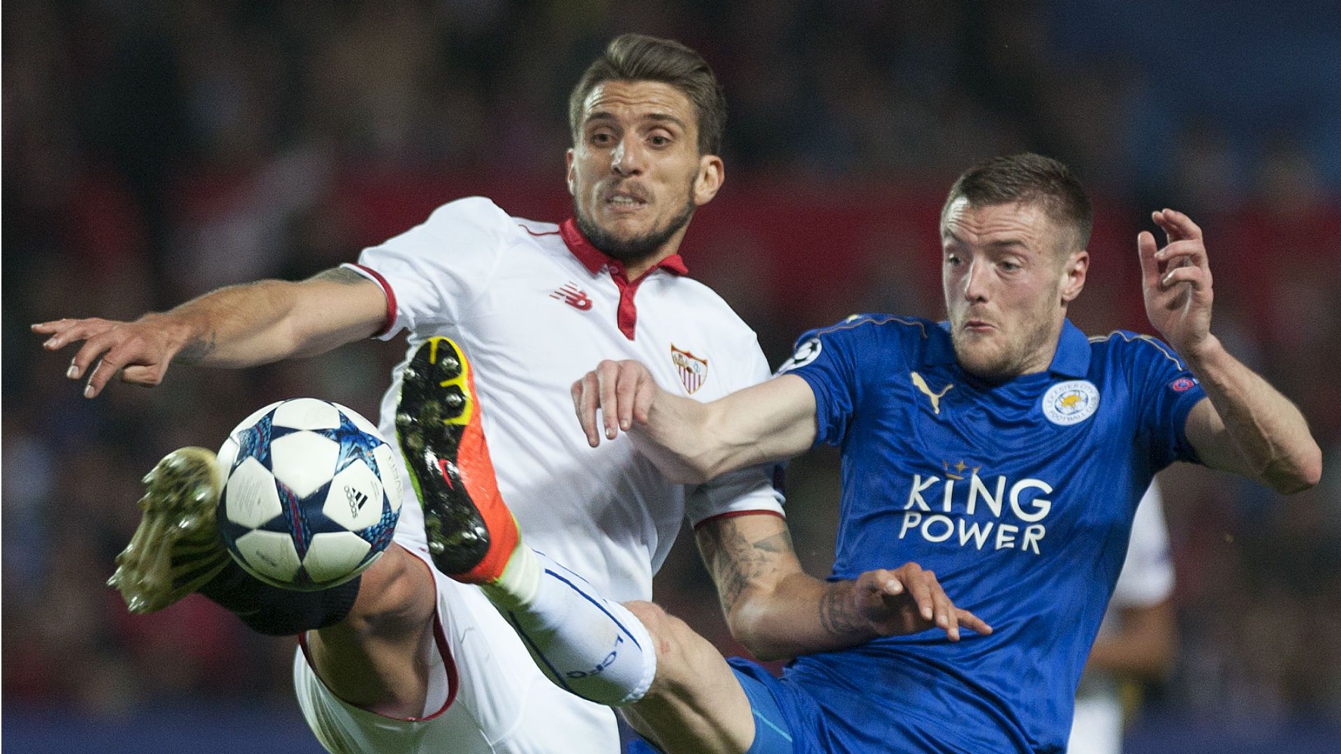 Daniel Carrico Jamie Vardy Sevilla Leicester City Champions League 022217