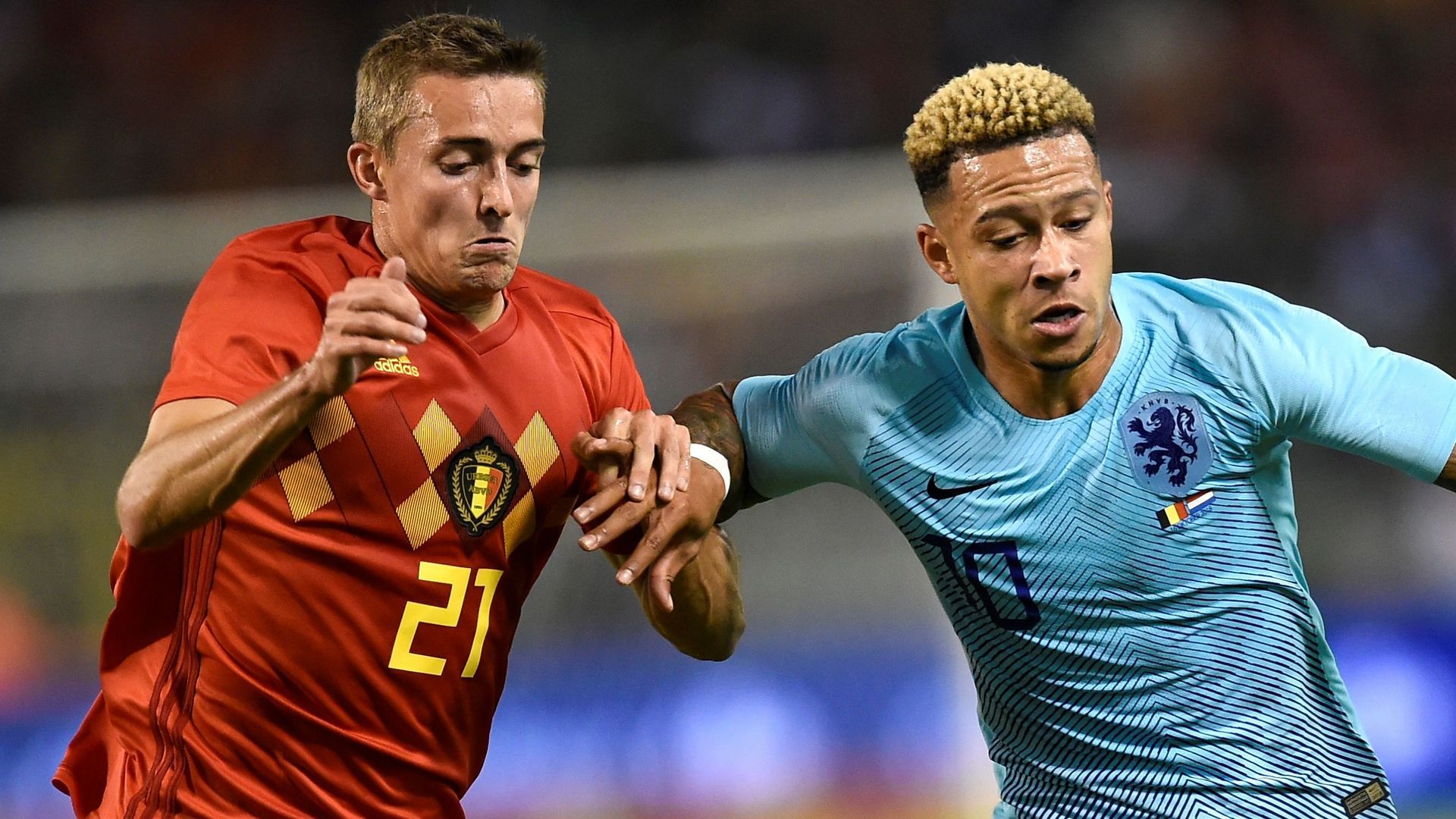 Timothy Castagne Memphis Depay Belgium Netherlands