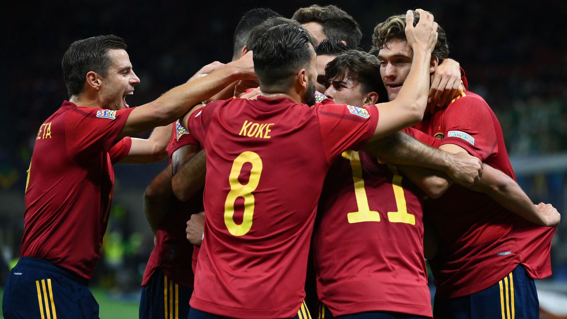 Italy Spain Celebrating Nations League 2021