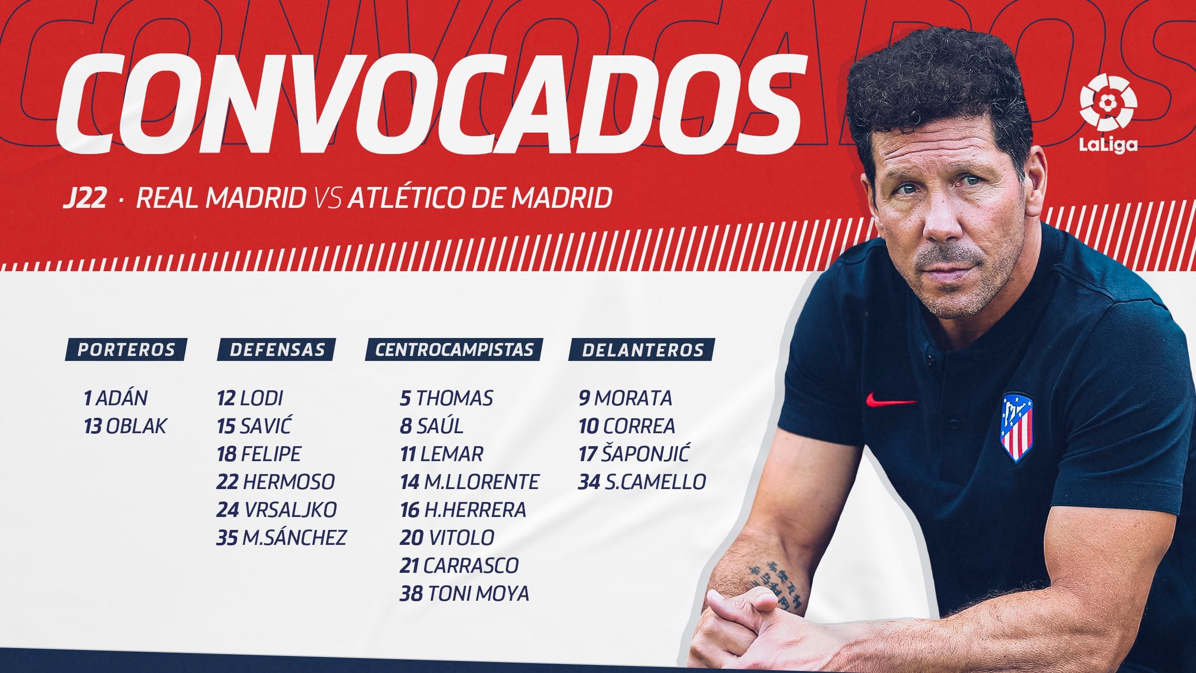 CONVOCATORIA ATLÉTICO DERBI 31012020