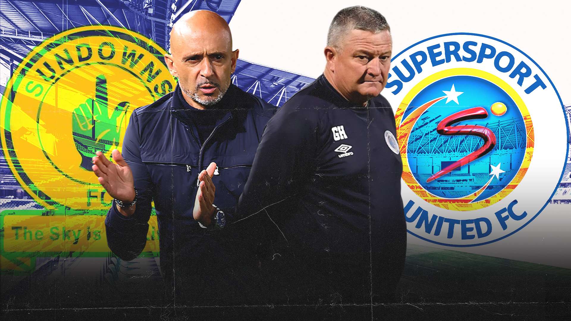 Miguel Cardoso of Mamelodi Sundowns and Gavin Hunt of SuperSport United 16-9