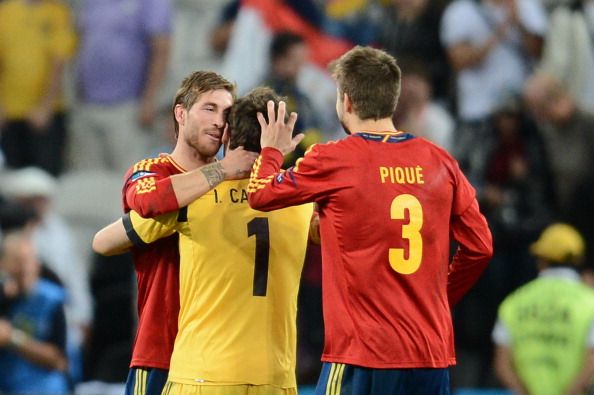 Sergio Ramos, Iker Casillas y Gerard Pique