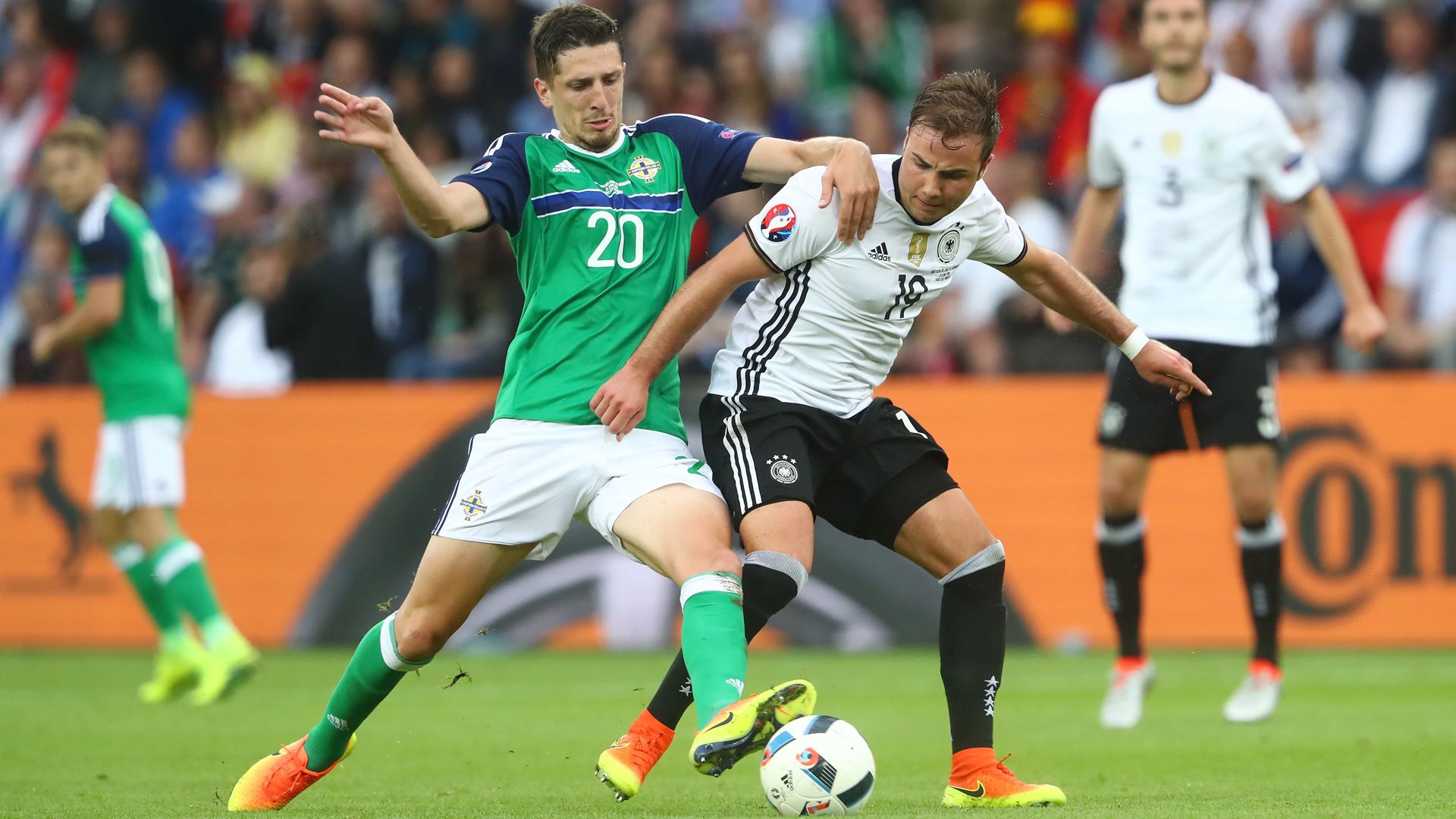 Craig Cathcart Northern Ireland Mario Goetze of Germany Euro 2016