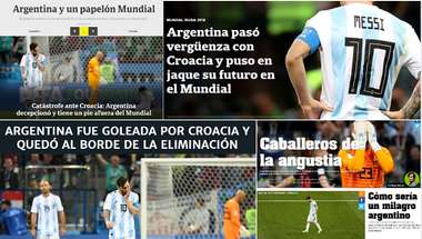 아르헨티나 언론 '클라린', '라 나시온', '올레', '디아리오 포풀라르'(왼쪽 위부터 시계방향)가 아르헨티나 축구 국가대표팀 기사에 실은 사진. 사진출처=스페인 매체 문도 데포르티보