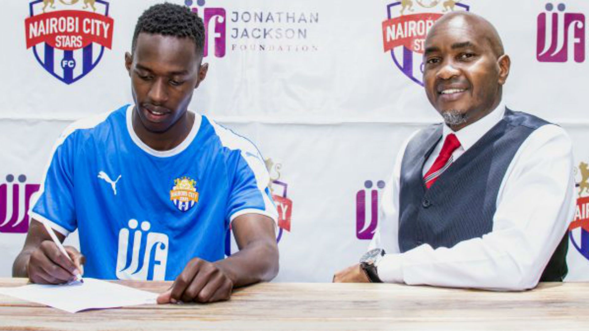 Rooney Kola Oyaro of Nairobi City Stars and CEO Patrick Korir.