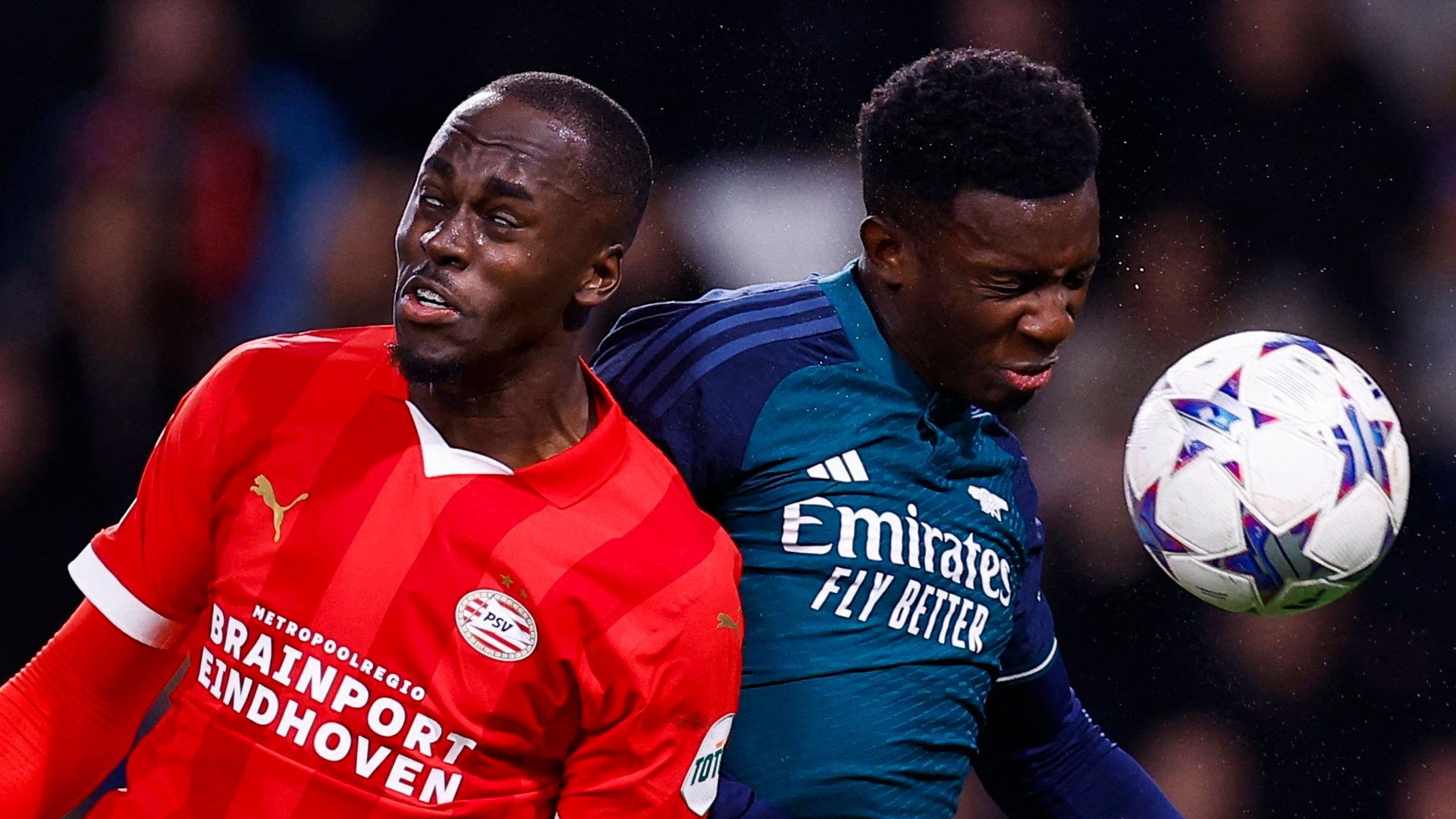 Jordan Teze Eddie Nketiah PSV Arsenal 2023-24