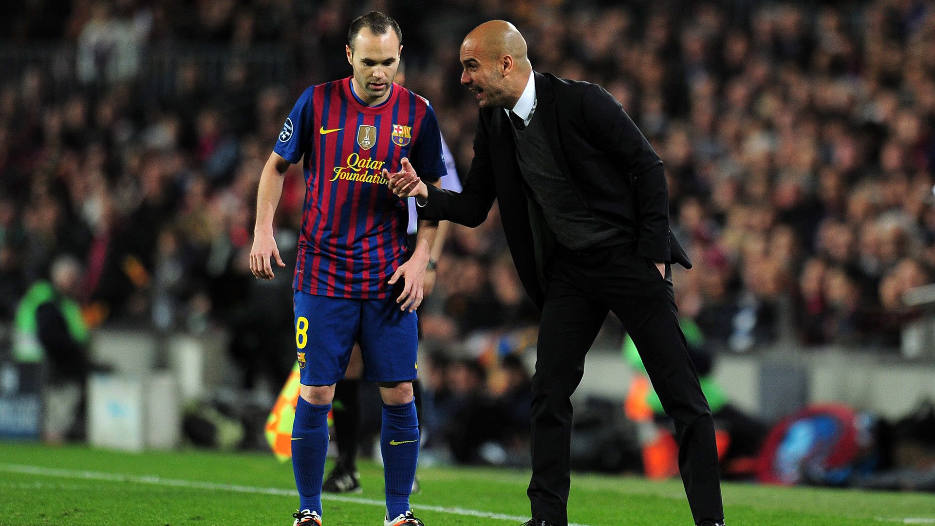 Andres Iniesta Pep Guardiola FC Barcelona 24042012