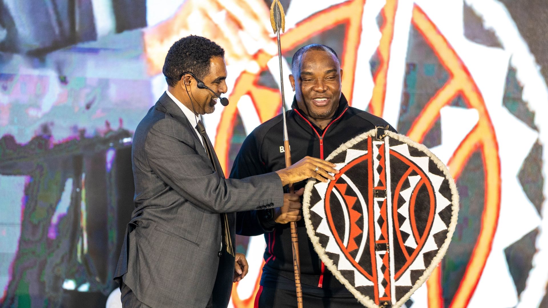 FKF President Mohamed Hussein and Benni McCarthy 