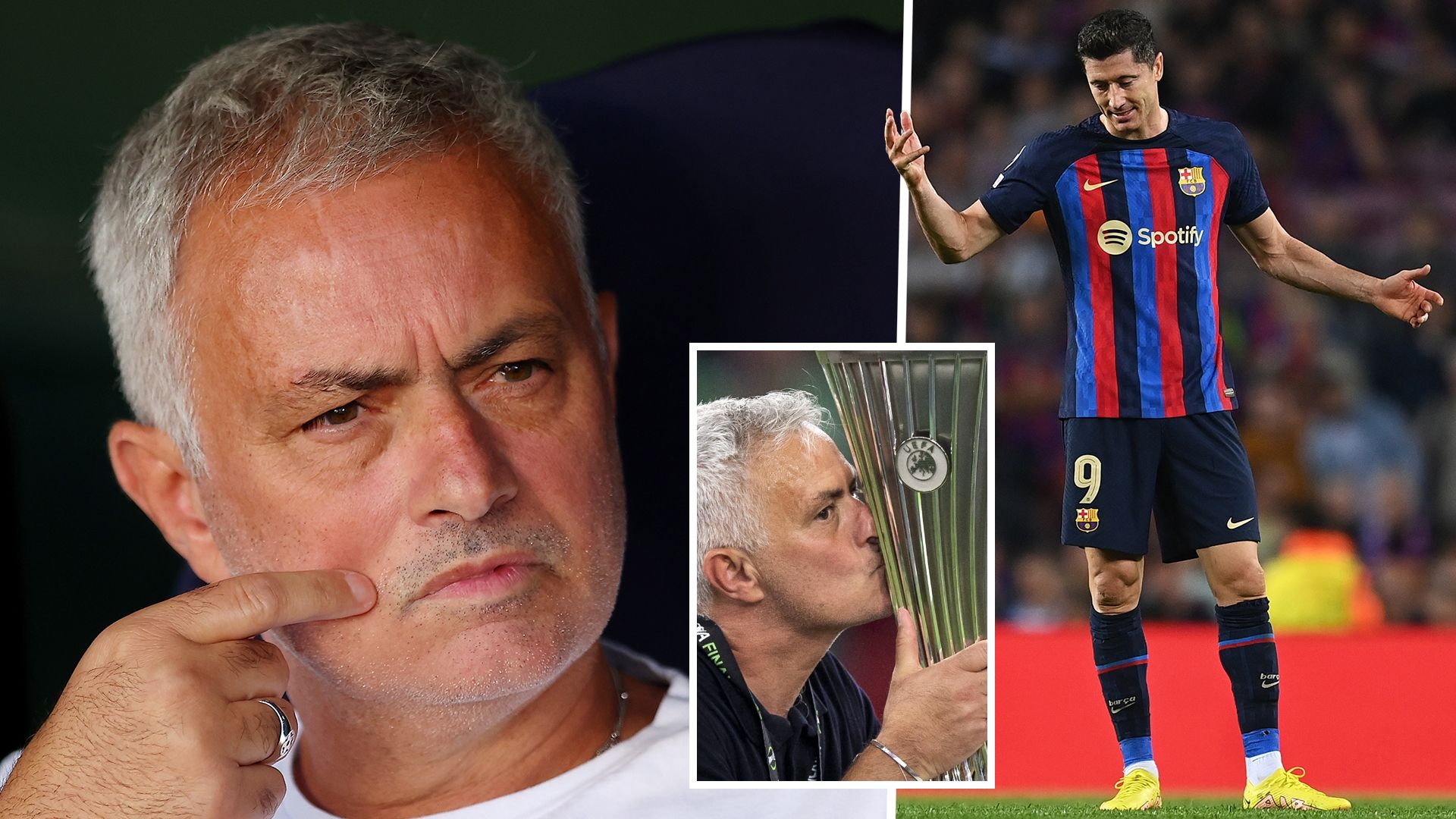 Jose Mourinho Robert Lewandowski Roma Barcelona 2022-23