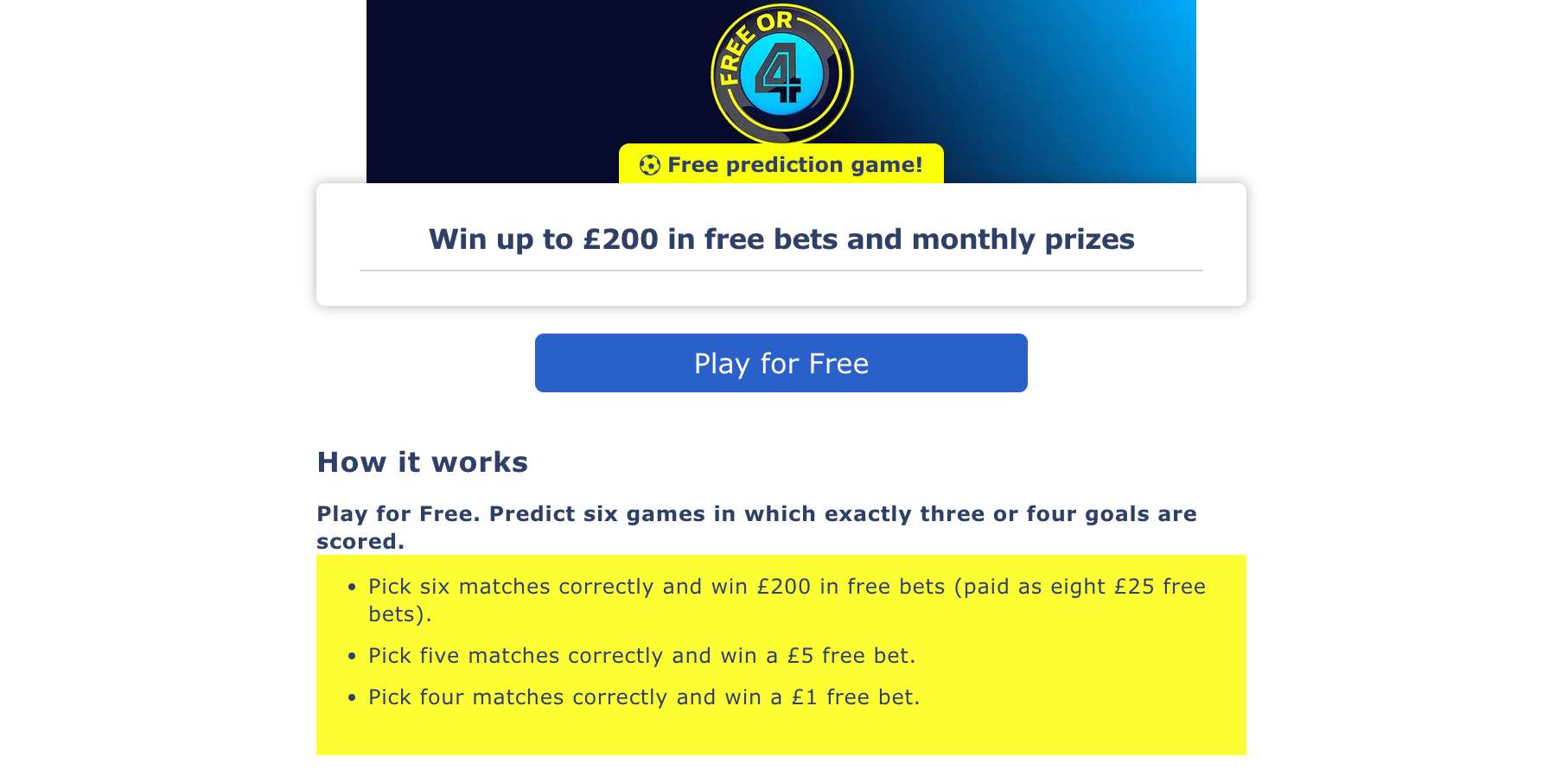 William Hill Free or 4
