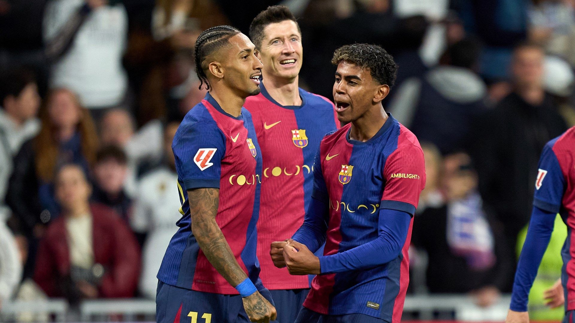 Lamine Yamal Robert Lewandowski Raphina Barcelona Real Madrid 2024-25 La Liga