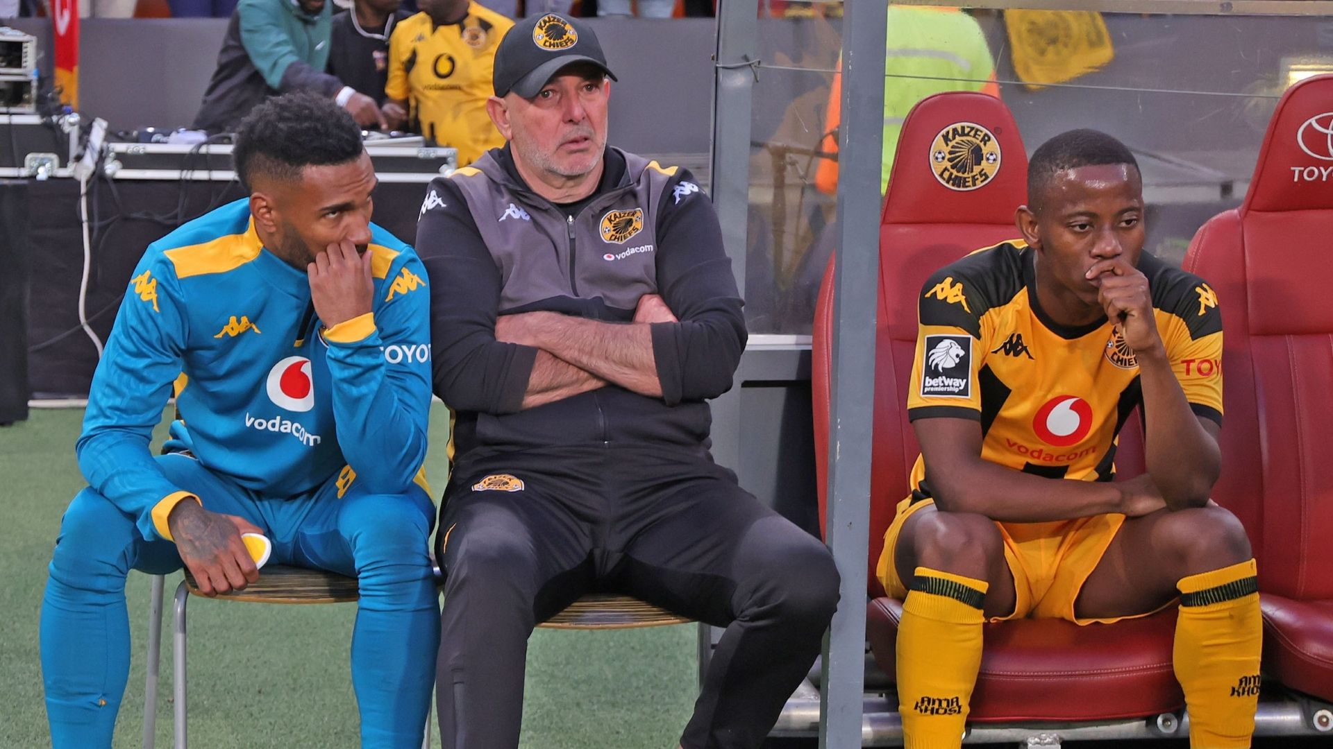 Inacio Miguel, Nasreddine Nabi and Thabo Cele, Kaizer Chiefs