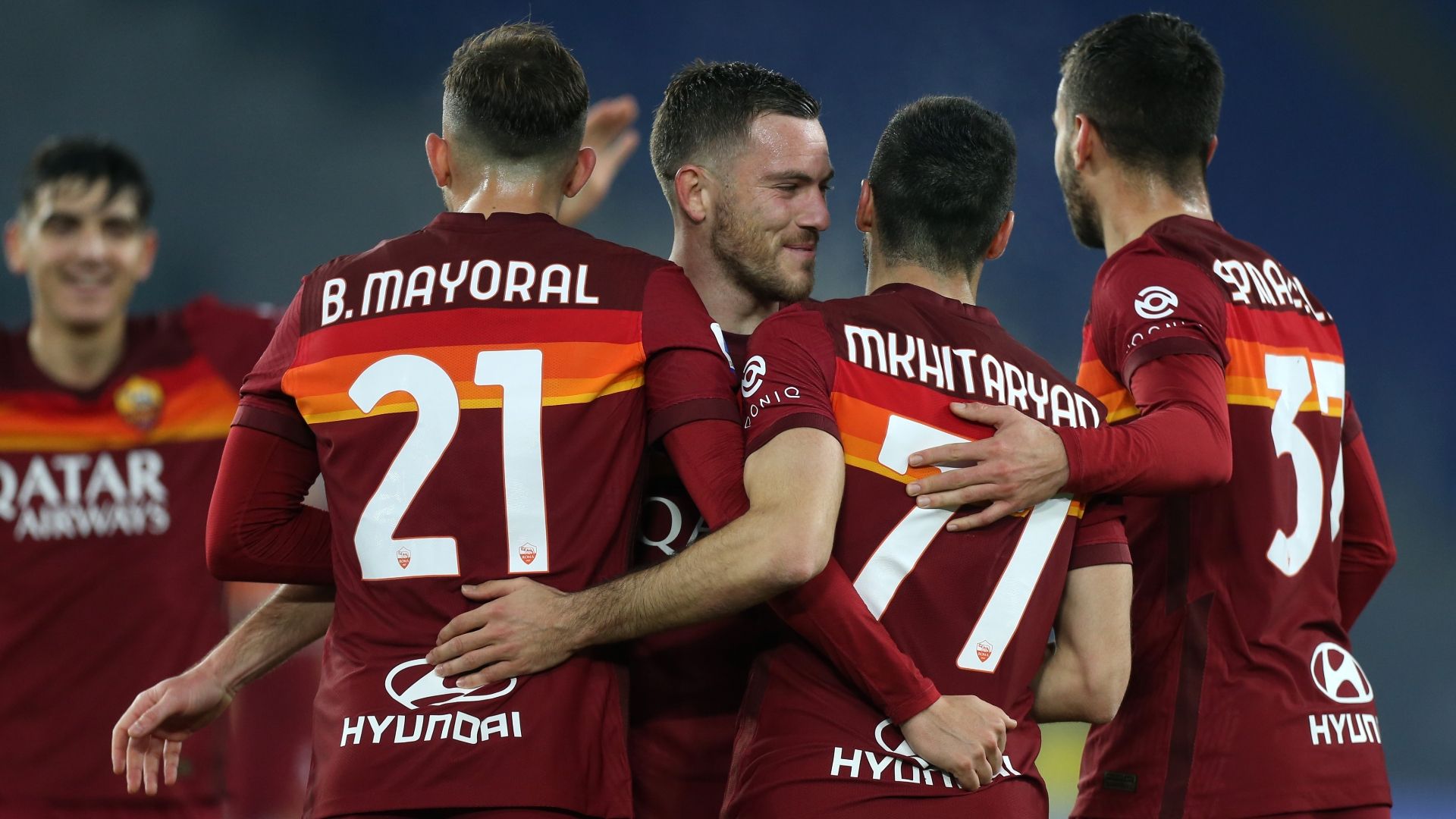 Roma celebrating Verona Serie A