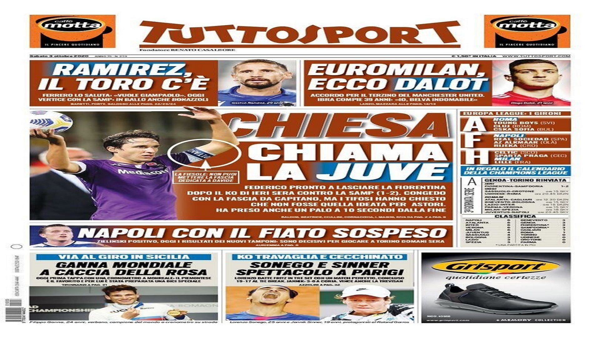 3 October Tuttosport