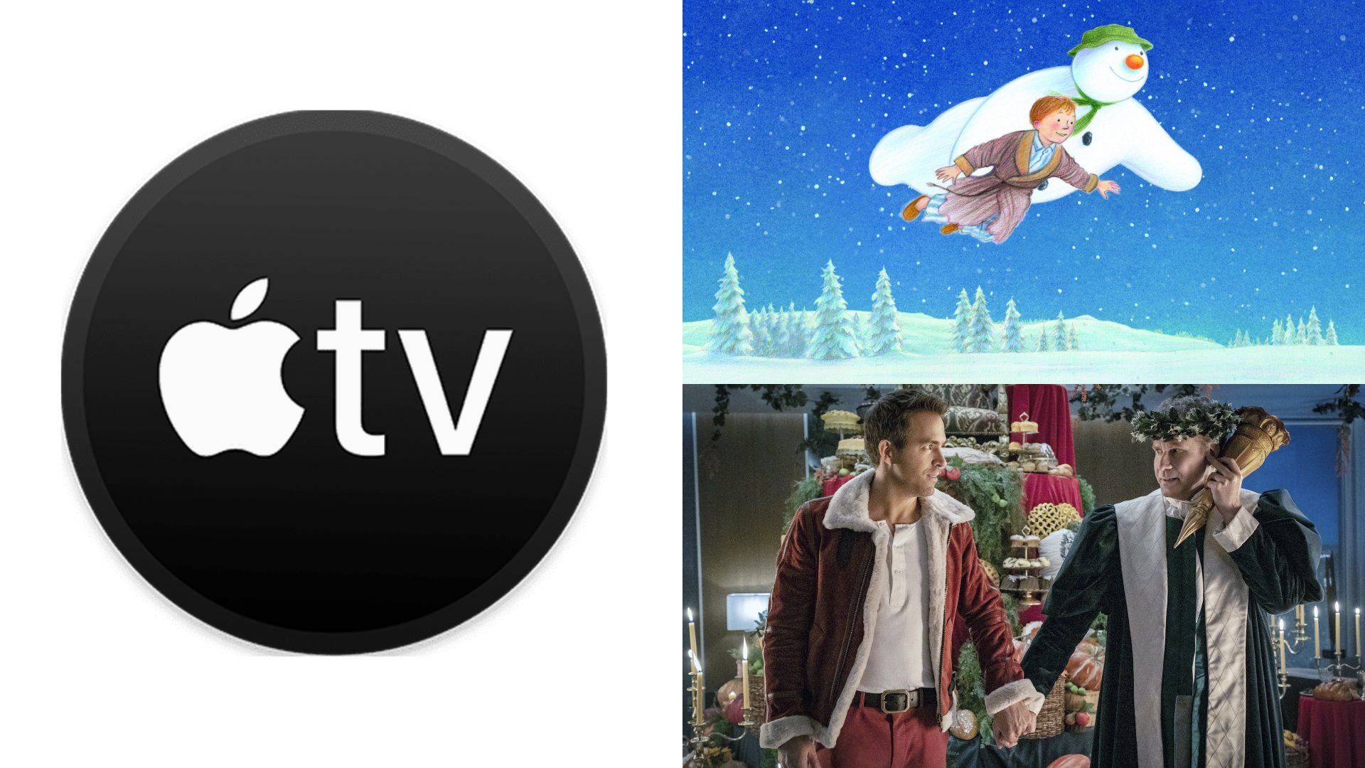 Main image with the AppleTV logo, The Snowman, and Spirited. 